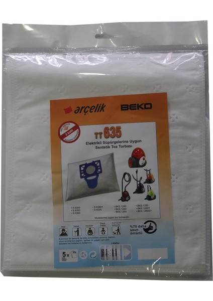 - Beko Bks 1260 Elektrikli Süpürgeye Uygun Sentetik Toz Torbası