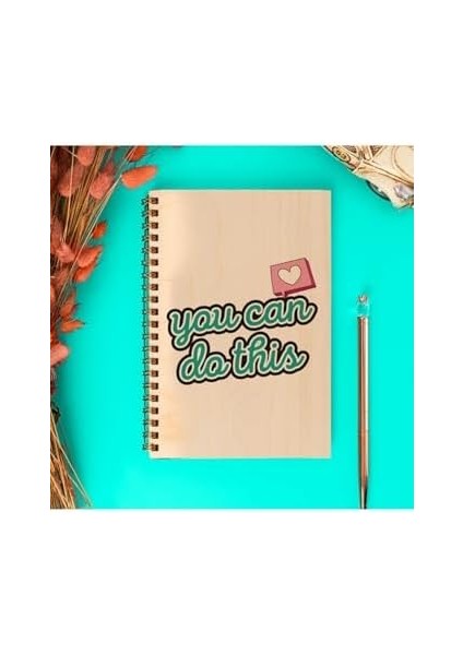 You Can Do Tasarımlı 8 cm x 12 cm Ölçülerinde Çizgisiz 48 Yaprak Ahşap Kapaklı Defter fiyatları
