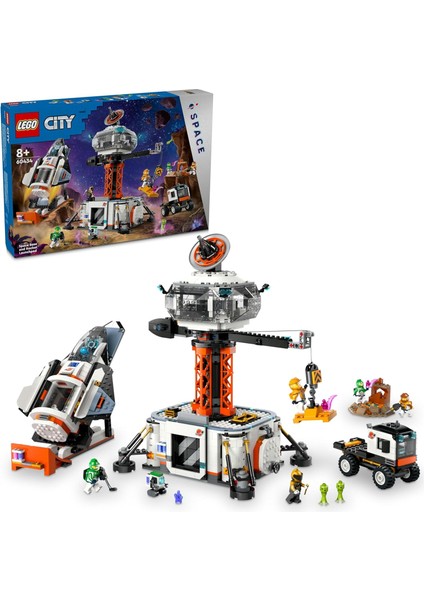 City Uzay Üssü ve Roket Fırlatma Rampası 60434-8 Yaş ve Üstü Kız ve Erkek Çocukları Için Uzay Gemisi, 6 Minifigür, ve 2 Uzaylı Figürü Içeren Oyuncak Seti, Doğum Günü Hediyesi (1422 Parça)