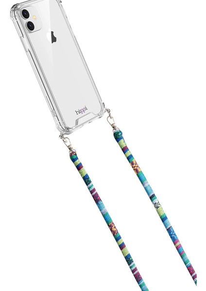 Tüm Telefonlarla Uyumlu El Emeği Örgülü Renkli 110 cm Ipli ve Boyun Askılı Kumaş Telefon Askısı (Renkli)