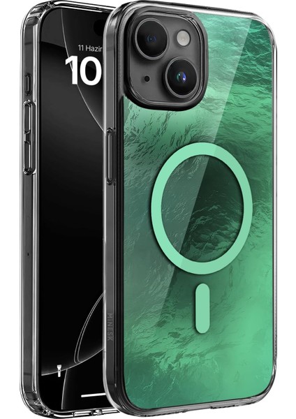 13 ve 14 Için Shinemag Serisi Magsafe ile Uyumlu Göz Alıcı ve Şık Arka Tasarım Yüksek Kalite Materyal Premium Hybrid Kılıf Kapak (Yeşil, 13/14)