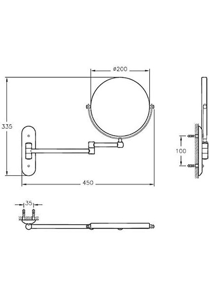 Arkitekta A44009 Makyaj ve Traş Aynası, Krom fiyatları