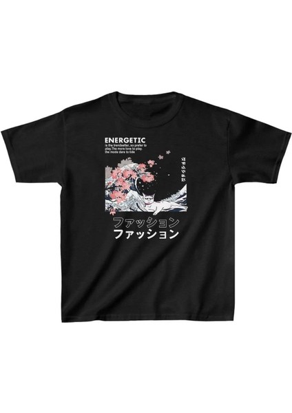 Unisex Çocuk Baskılı T-Shirt - Siyah