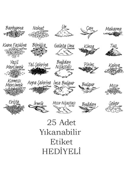 1034 36&apos;lı Etiketli Renkli Kapaklı Gıda Kavanoz Saklama Kabı Seti Erzak Kabı Organizer modelleri