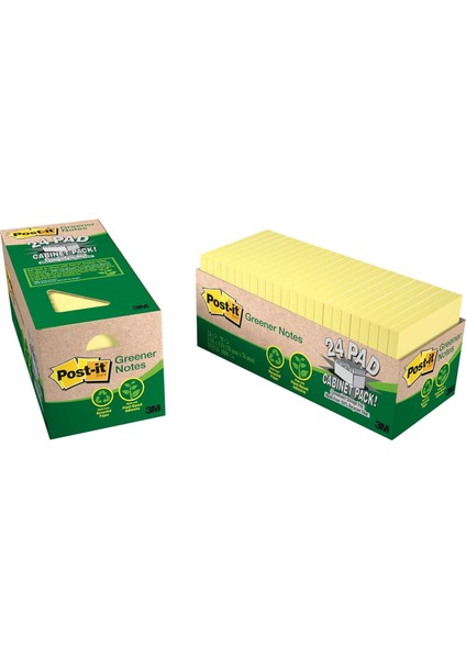 M, 3 x 3, Canary Yellow, 24 Pads/cabinet Paket Sarı 100 Yaprak Pouch Kendinden Yapışkanlı