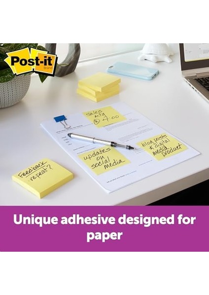 M, 3 x 3, Canary Yellow, 24 Pads/cabinet Paket Sarı 100 Yaprak Pouch Kendinden Yapışkanlı fiyatları