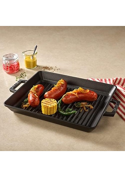 Döküm Dikdörtgen Tavası Döküm Demir Yekpare Çift Kulplu Ölçü 26X32CM. Kırmızı modelleri