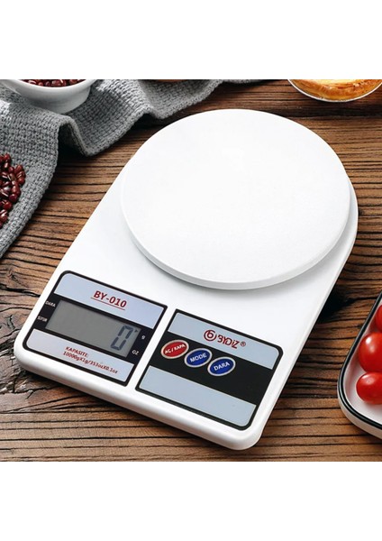 Terazi BY-010 Mutfak Terazisi - Mutfak Tartısı - Dara Alma Özellikli, LCD Ekran, Otomatik Kapanma Özelliği - 10 kg Kapasitesi 1 gr Hassasiyetli Mutfak Tartısı