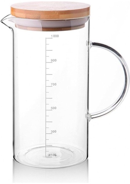 1000ML Bambu Kapaklı Cam Ölçü Kabı – Dayanıklı ve Şeffaf Sıvı & Kuru Malzeme Ölçme Kabı | Mutfak Için Ölçüm ve Saklama Çözümü 1000ML - Cam Sürahi Ölçü Kabı