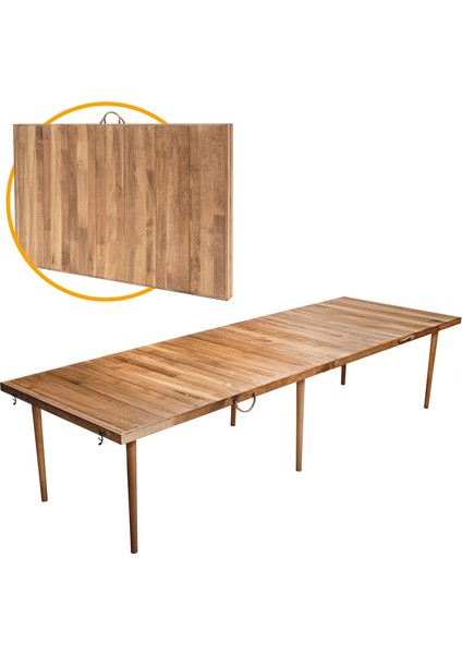 Katlanır Kamp, Piknik ve Bahçe Masası 75X228 cm - Ceviz Renk