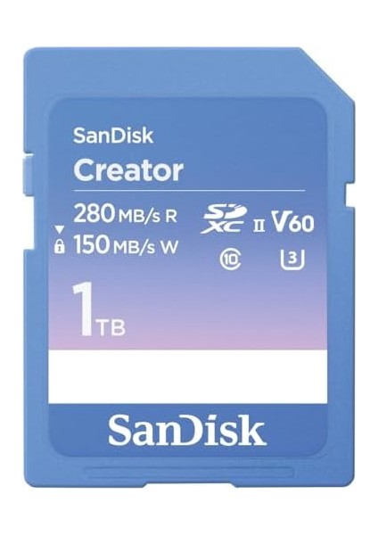 Creator Sdxc Uhs-Iı 1 Tb Bellek Kartı, V60, 6k ve 4K Uhd, Okuma Hızı, 280 Mb/s&apos;ye Kadar, Su ve Toza Dayanıklı, Rescuepro, 10, U3, V60 fiyatları