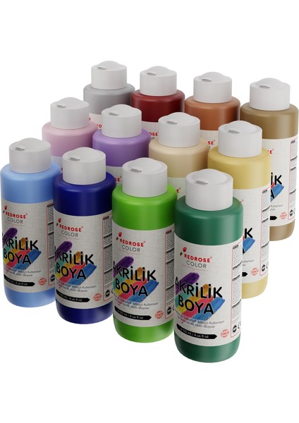 Rose Pastel Renkler Akrilik 12&apos;li Set 12X120 ml