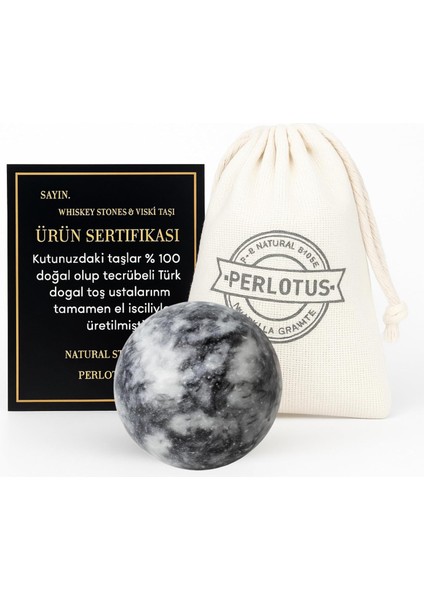 Neptün Yuvarlak Granit Mermer Viski Taşı 1 Adet Kesesinde Hediye Paketinde