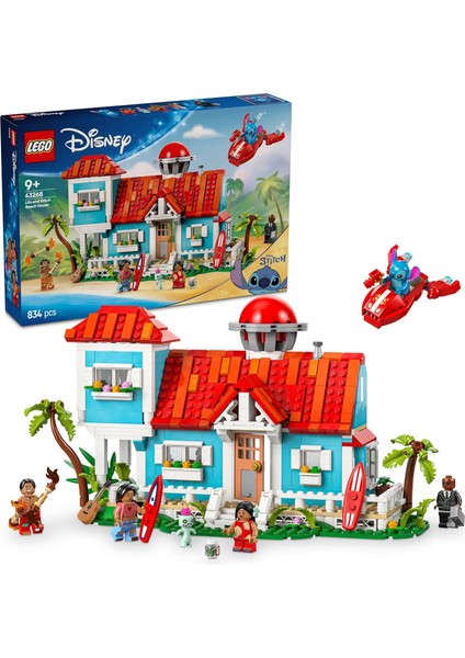 Lilo ve Stiç Plaj Evi 43268-9 Yaş Üzeri Prenses Seven Kız ve Erkek Çocuklar Için 6 Odası ve Çatı Gözlemevi Olan Uzay Gemisi ve 5 Minifigür Içeren Yaratıcı Oyuncak Yapım Seti (834 Parça)