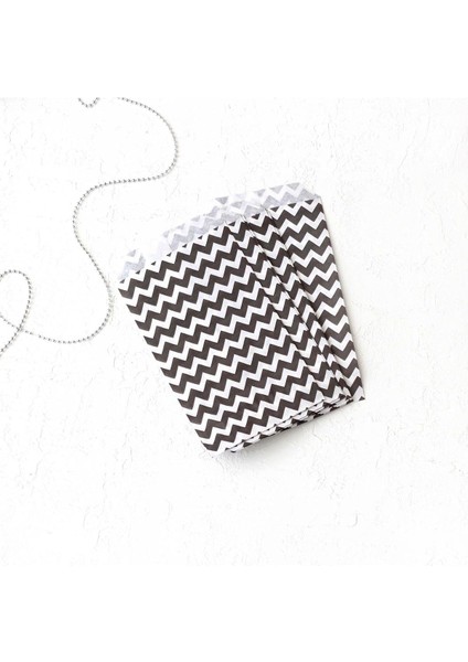 Zikzak Desenli Kese Kağıdı, Siyah-Beyaz 11X20 cm - 100 Adet