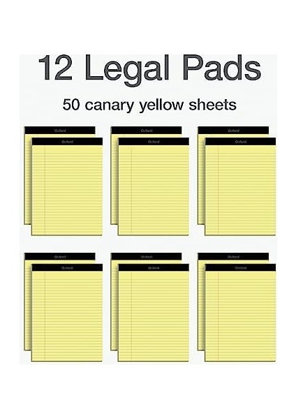 8,5 x 11 Yasal Ped, 12&apos;li Paket, Geniş Çizgili, Sarı Kağıt, Yazı Defteri Başına 50 Yaprak, Abd&apos;de Üretilmiştir (74020) fiyatları