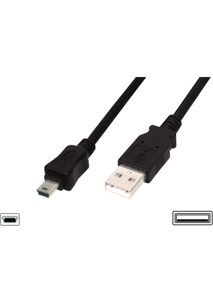 AK-300108-010-S USB 2.0 Bağlantı Kablosu, A Tipinde - Mini B (5 Pimli) M/m, 1.0m, USB 2.0 Uyumlu, Bl