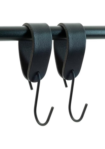 Deri Çok Amaçlı S Kanca, Kancalı Tutacak, Deri Askı Aparatı - Siyah modelleri