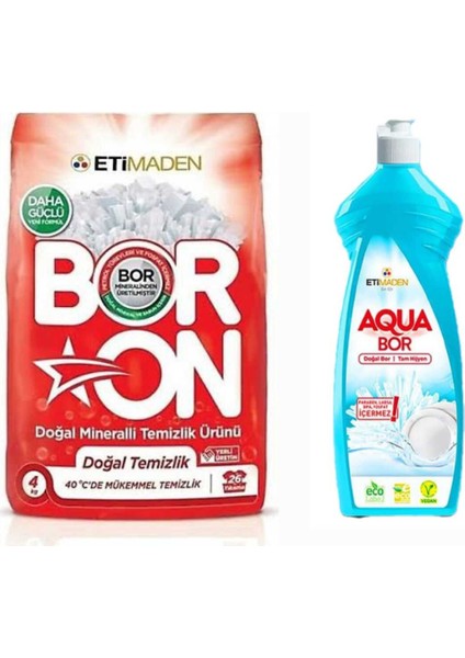 Toz Deterjan 4 kg 26 Yıkama +1 Adet Aquabor Bulaşık Deterjanı.