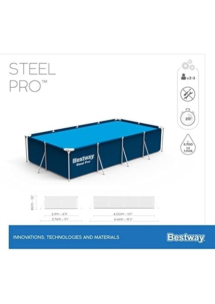 Steel Pro Dikdörtgen Yer Üstü Havuz Seti 4,00 M x 2,11 M x 81 cm modelleri