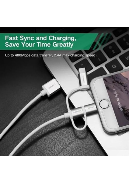 3&apos;ü 1 Arada Ios Lightning Type-C Micro USB Şarj ve Data Kablosu Gümüş 1 Metre modelleri