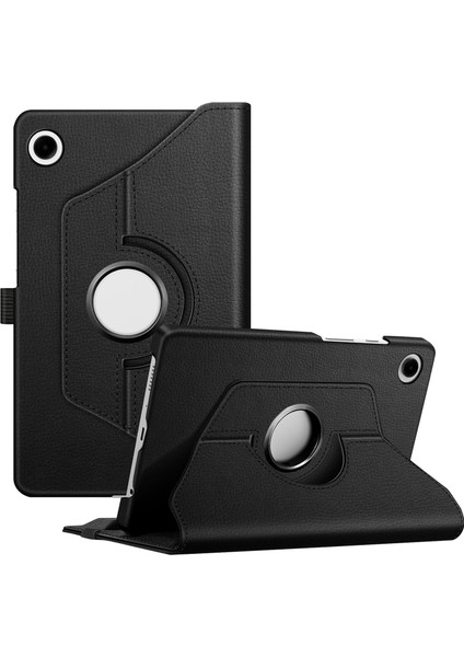 Galaxy Tablet Kılıfı Yatay ve Dikey Standlı 360 Derece Döner Tablet Kılıfı (Siyah, Galaxy Tab A9)