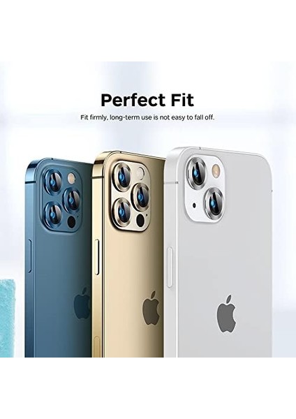 Iphone 12 Pro Max Uyumlu Alüminyum Alaşım Çerçeveli Tempered Glass Kamera Lens Koruyucu Kırılmaz Cam(3&apos;lü Set) (Altın) modelleri