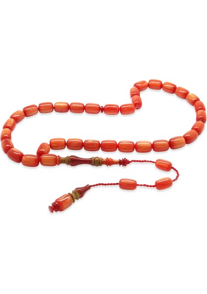 Sistemli Her Tanesi Usta Işçilikli Imame Hitame Kuka Kapsül Kesim Sedefli Kırmızı Katalin Tesbih