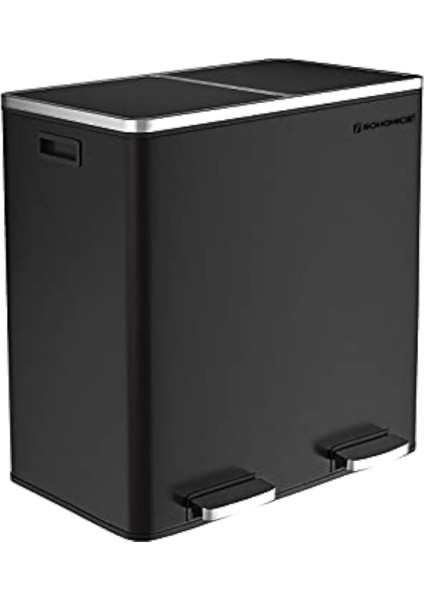 2 x 30L Mutfak Çöp Kovası, 2 Bölmeli Atık Ayırma Siyah LTB60BK
