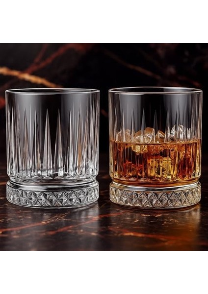 355 cc Özel Kesme Cam 2 Adet Viski Bardağı Seti Şık Dayanıklı modelleri