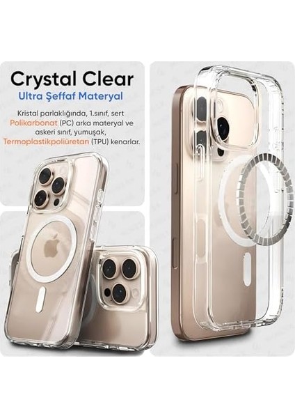 16 Pro Max Için Origin Serisi Premium Kalite ile Uyumlu Kılıf Crystal Clear Super Şeffaf Materyal ve Inceltilmiş 3D Gerçek Manyetik Çember (16 Pro Max) fiyatları