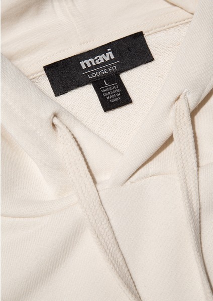 Sırt Baskılı Kapüşonlu Bej Sweatshirt 0S10160-81202