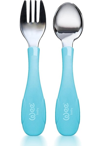 Paslanmz Çelik Çatal Kaşık Seti Mavi 1 Adet