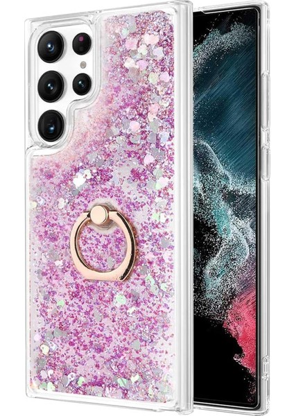 Galaxy S22 Ultra Için Kılıf Glitter Holder Mor [galaxy S22 Ultra ile Uyumlu Kılıf - Mor]