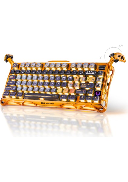 Mercury K1 Pro Rgb Kablosuz Mekanik Gaming Klavye Çerçeveli Q, Edition (Sarı)