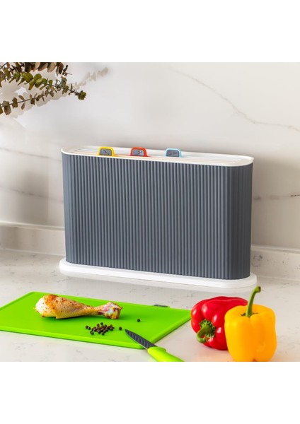 1070 Çoklu Kesme Tahtası Seti - Et Sebze Balık Doğrama Tahtası Seti - Beyaz