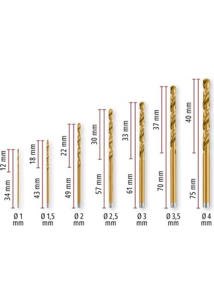 19-Parça Hss-G Titanyum Metal Matkap Ucu Seti (Tam Taşlanmış Hss 4341 Çelik, Titanyum Kaplama, 135° Çift Açılı Uç, Frezelenmiş Tip N Spiral, Yuvarlak Şaft) - 49427019 modelleri