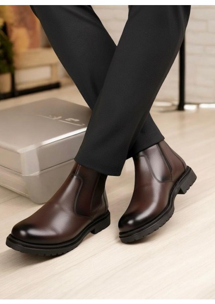 Taşpınar %100 Hakiki Deri Erkek Günlük Kışlık Kauçuk Kaymaz Taban Rahat Klasik Fermuarlı Bot 40-44