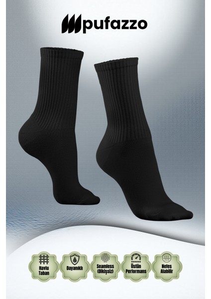 Uniseks Tenis Spor Çorap 6'lı Set - Doğal Pamuk, Dikişsiz, Havlu Taban Soket Çorap indirimleri