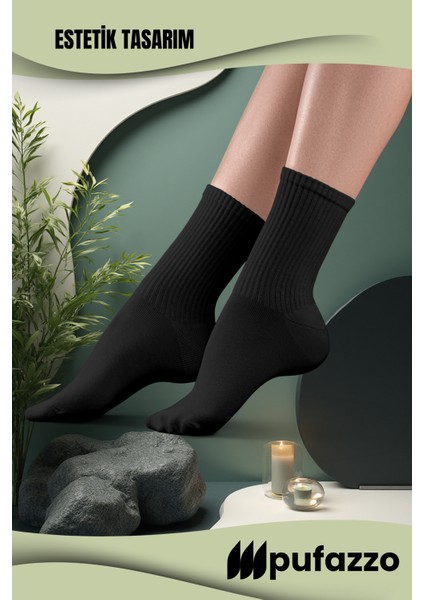 Uniseks Tenis Spor Çorap 6'lı Set - Doğal Pamuk, Dikişsiz, Havlu Taban Soket Çorap