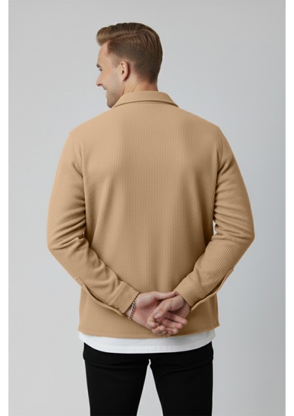 Erkek Camel Kadife Fitilli Rahat Kesim Gömlek Yumuşak Dokulu Likralı Kadife Gömlek 2600758 indirimleri