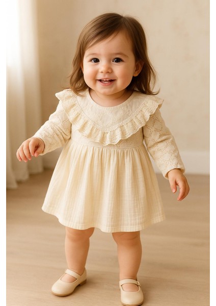 Bebe Dantelli Kız Bebek Elbise