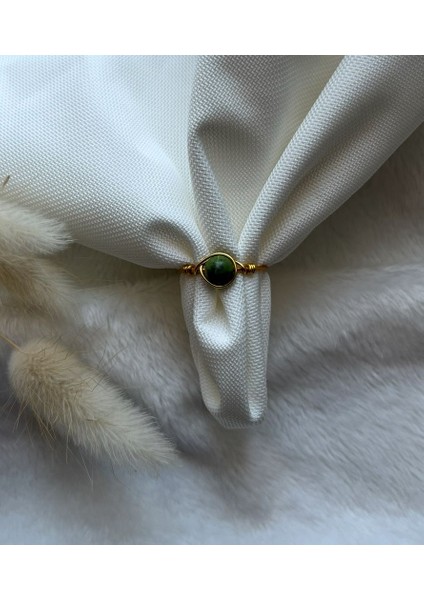 Turkuaz Taşı Ayarlanabilir Altın Renk Tel Yüzük El Yapımı