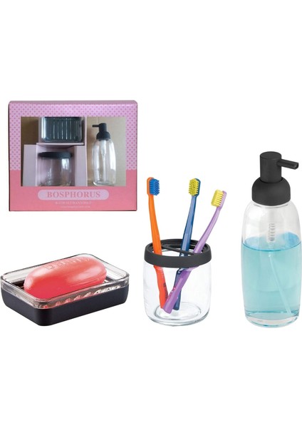 14017-3 Hediye Kutulu Mat Siyah Kaplamalı Model 3&apos;lü Aksesuarı