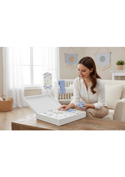 Erkek Bebek Balonlu Araba 10'lu Yenidoğan Hastane Çıkışı