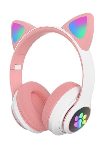 LED Işıklı Kedi Kulaklı Kablosuz Bluetooth Kulaklık – Çocuklar Için Katlanabilir, Derin Baslı Hifi, Tf Kart ve Aux Girişli, Kız/erkek Uyumlu fiyatları