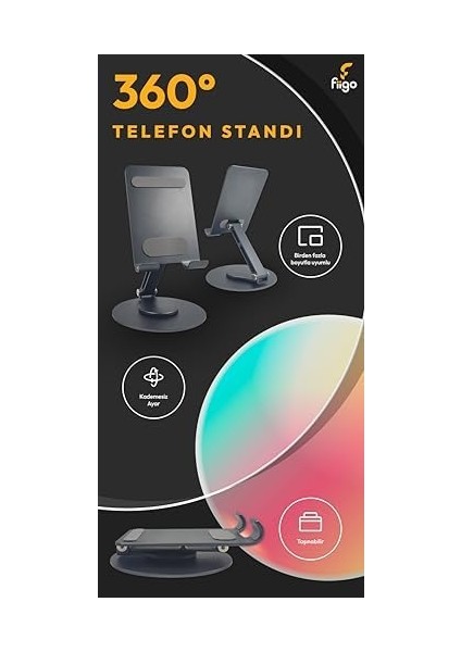 Telefon Standı Katlanabilir Çok Fonksiyonlu 360 Derece Dönebilen Metal Gray modelleri