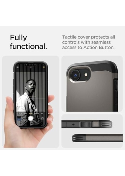 16E ile Uyumlu Ekstra Dayanıklı Magsafe Kılıf Tough Armor Ai Hava Kanalı Teknolojisi Askeri Sınıf Koruma Magfit Kickstand&apos;lı Gunmetal Çift Katman Kapak - ACS09136 fiyatları