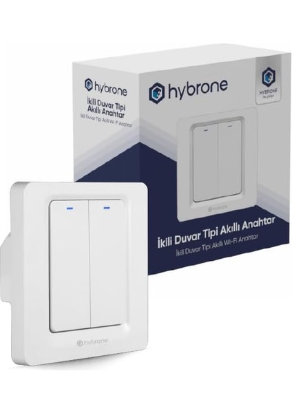 Duvar Tipi Ikili Akıllı Anahtar, Aşırı Yük Koruma, Zamanlayıcı, Ayarlanabilir LED Gösterge, Uygulama ile Uzaktan Kontrol