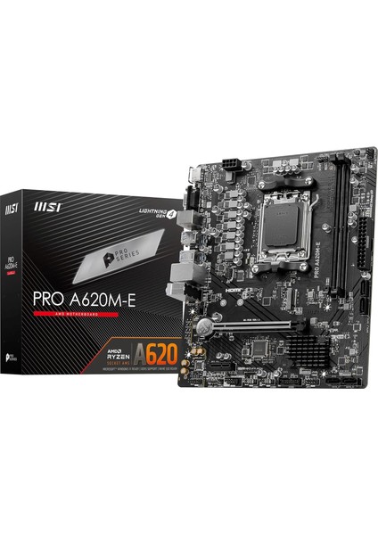 MB Pro A620M-E Am5 Ddr5 6000MHZ(OC) HDMI VGA 1x M.2 Usb3.2 Gıgabıt Lan Matx Anakart